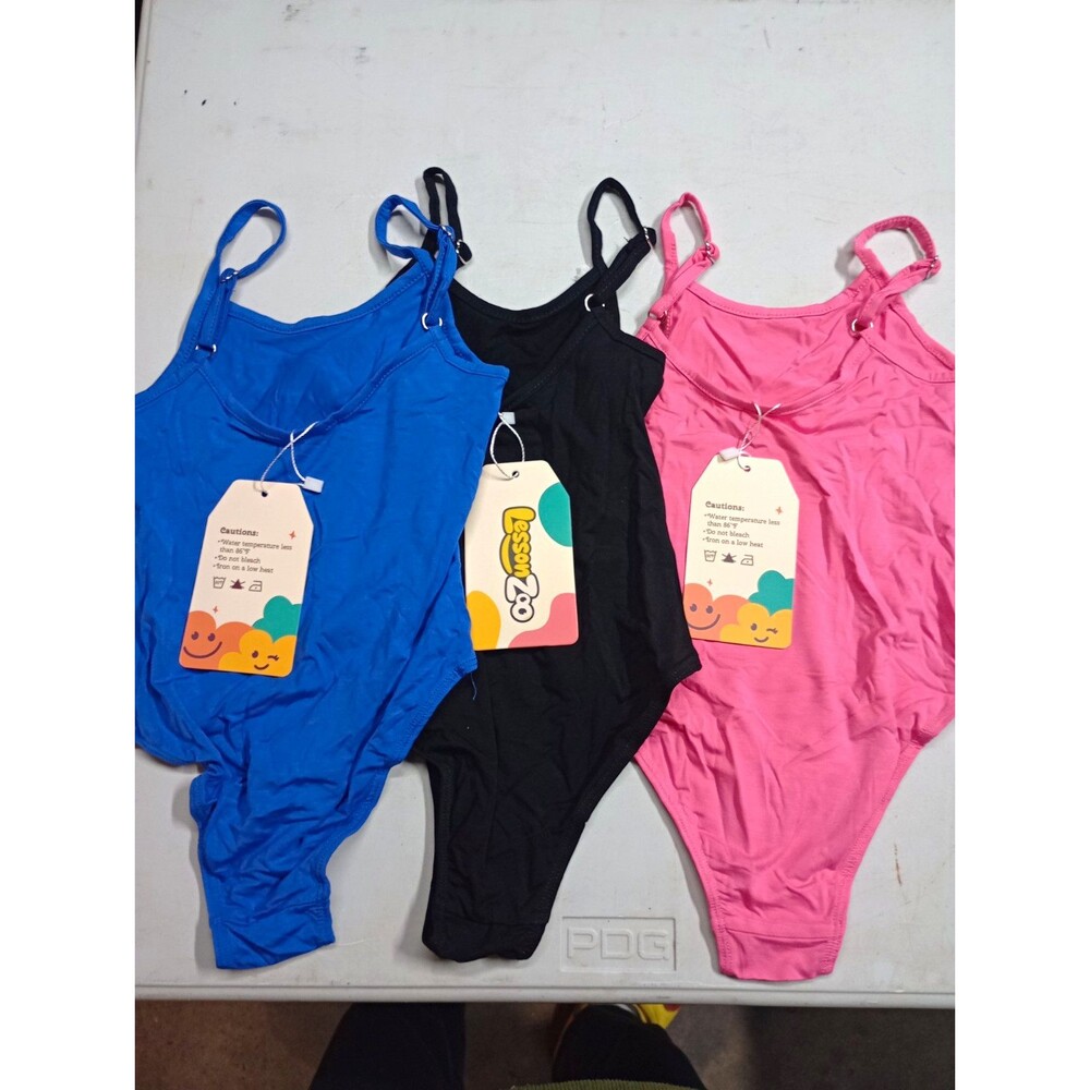 Lesson Zoo baby’s Solid One Piece Swimsuit Lot of 3 Blue Black Pink Size S